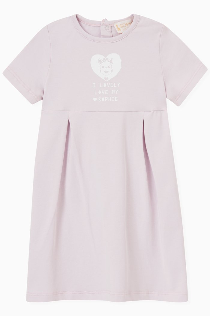

Logo Print Dress in Jersey, Purple