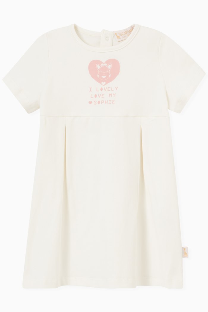 Logo Print Dress in Jersey, White