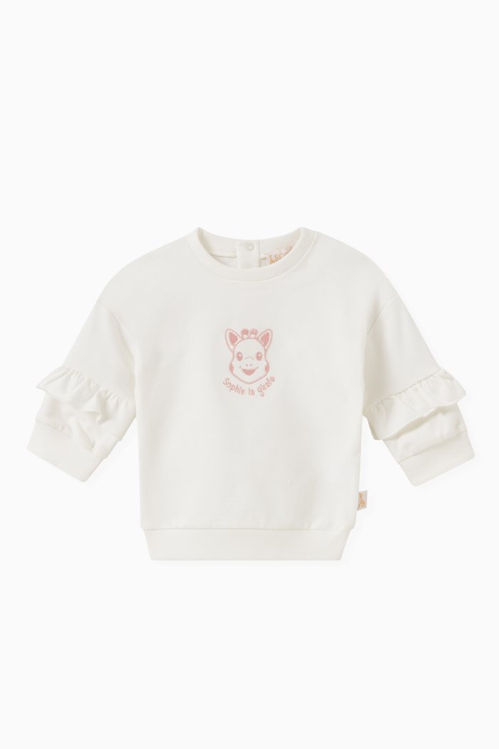 

Ruffle Sleeve Sweatshirt in Organic Cotton, White