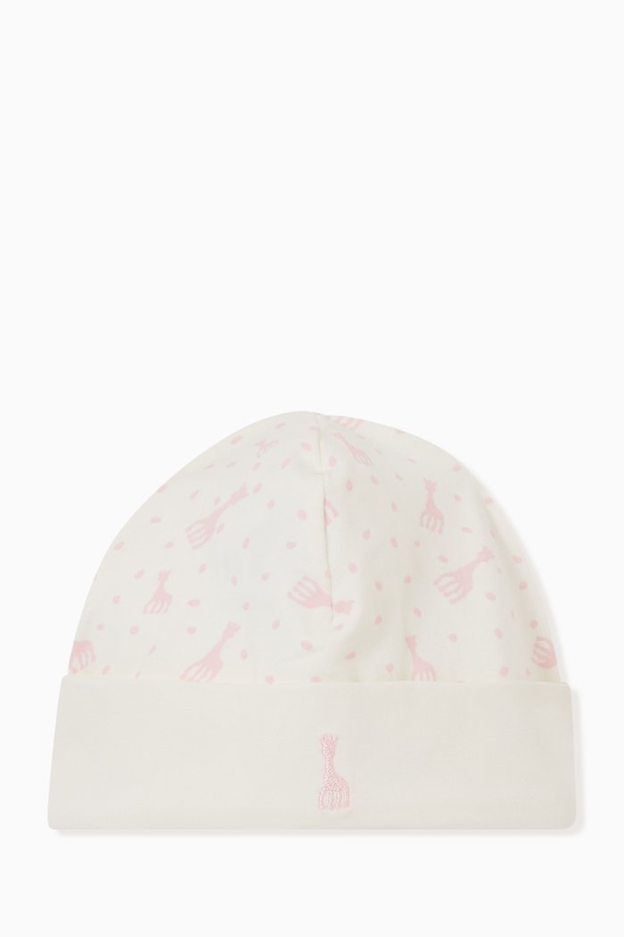 

Beanie in Logo Print Cotton, White