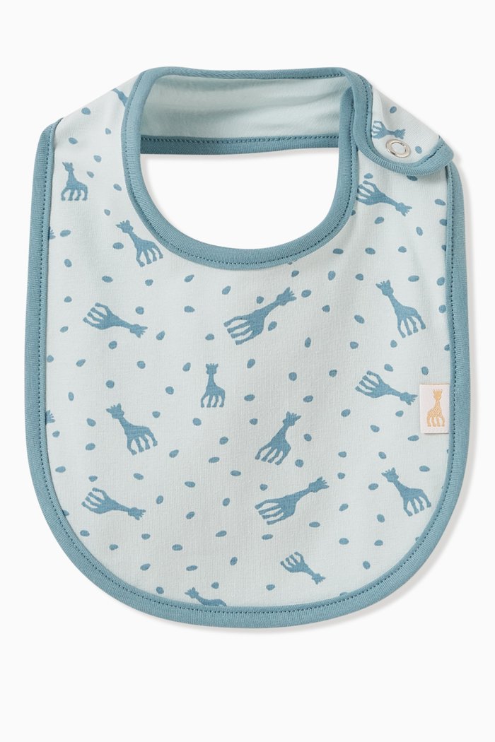 

Giraffe Print Bib in Cotton, Blue