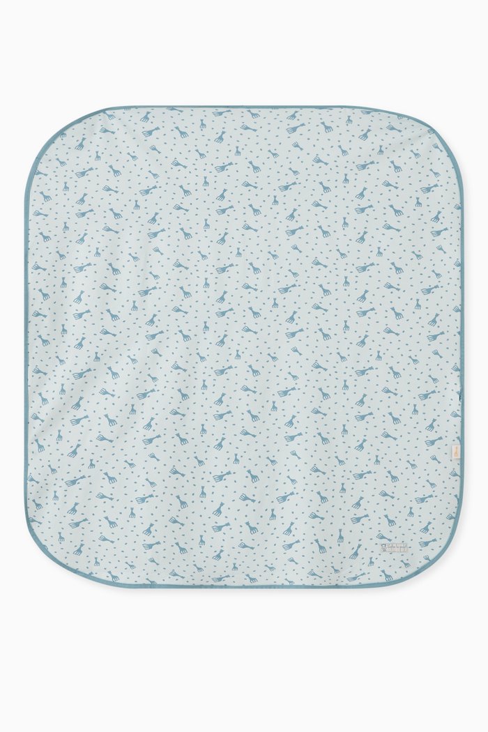 

Contrast Edge Giraffe Print Blanket in Organic Cotton, Blue
