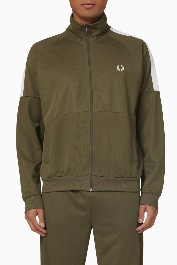 

Panelled Track Jacket in Tricot Knit, Green