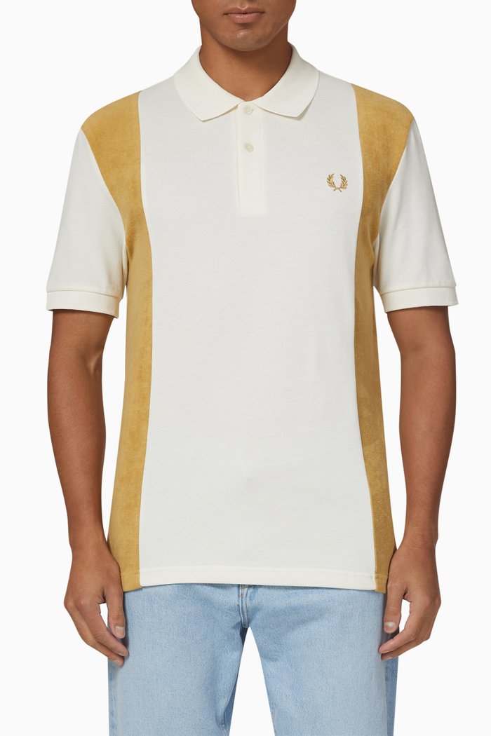 

Panel Polo Shirt in Cotton Piqué, White
