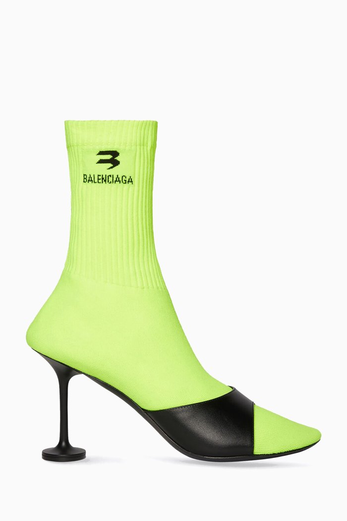 

Sock Booties in Calfskin & Recycled Knit, Black