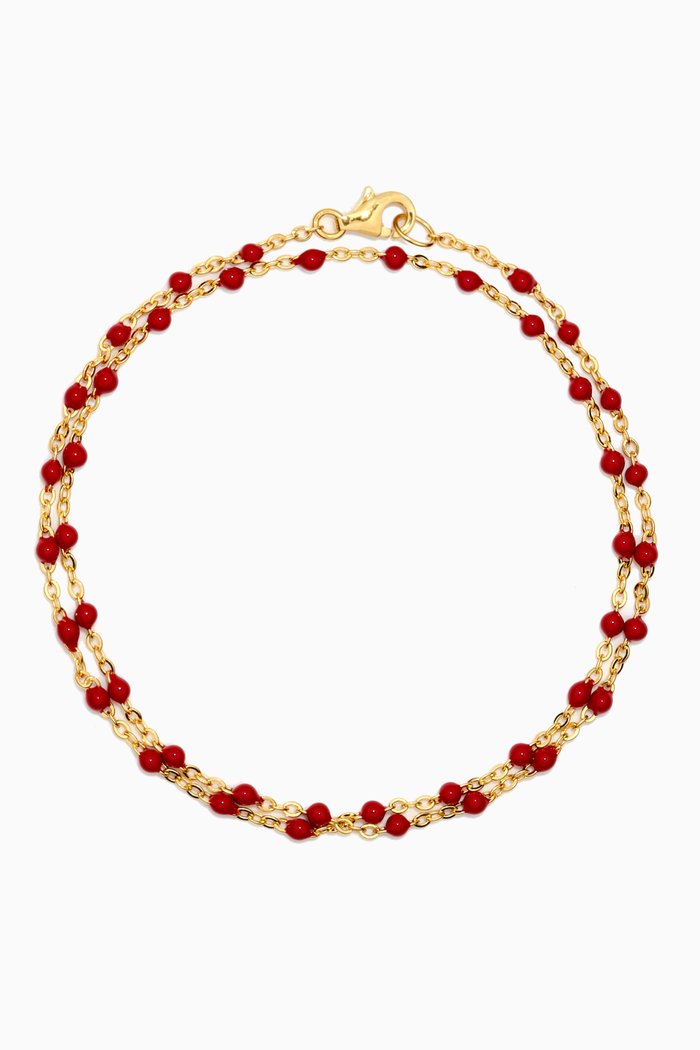 

Beaded Enamel Bracelet in 14kt Yellow Gold Vermeil, Red