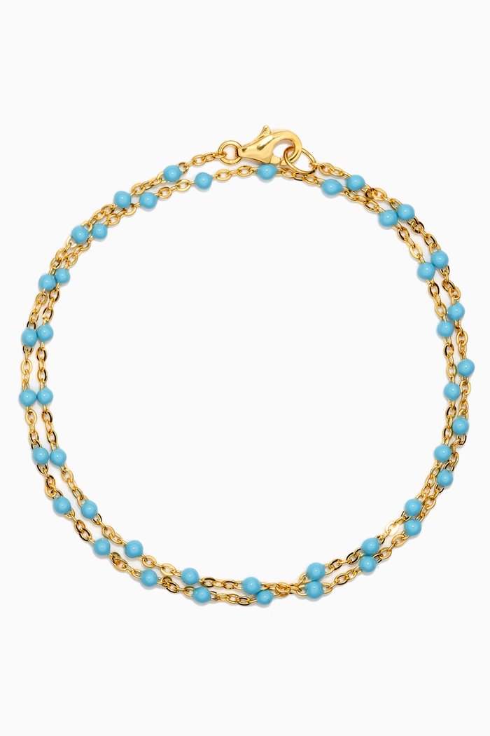 

Beaded Enamel Bracelet in 14kt Yellow Gold Vermeil, Blue