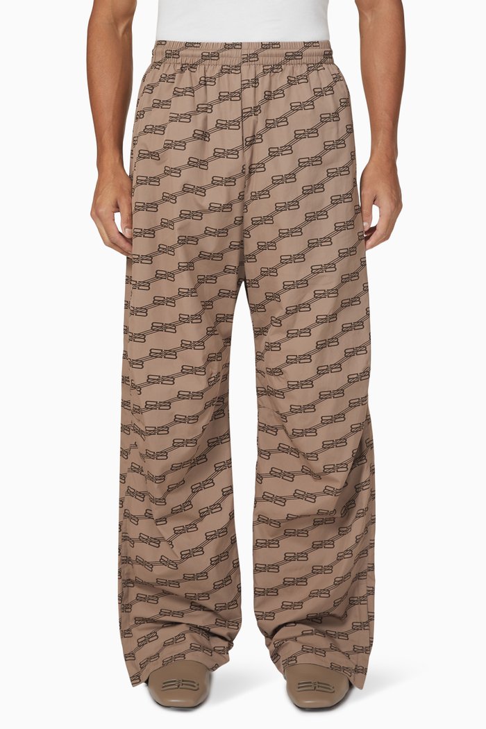 Logo Jogging Pants in Organic Cotton Fleece, Neutral