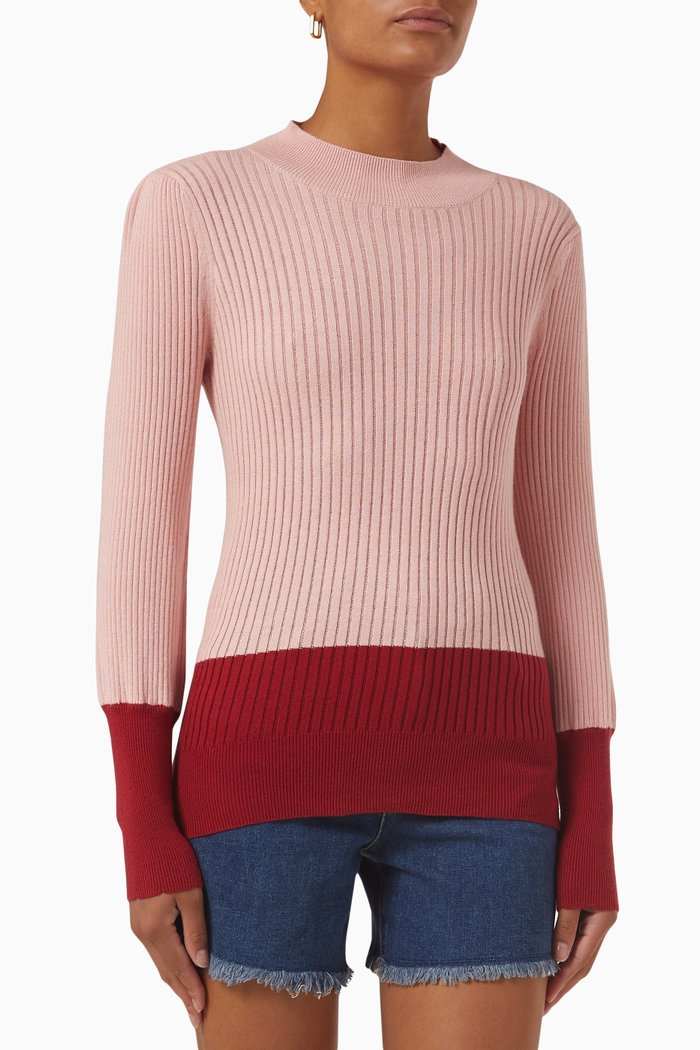 Panda Colour-block Sweater, Pink