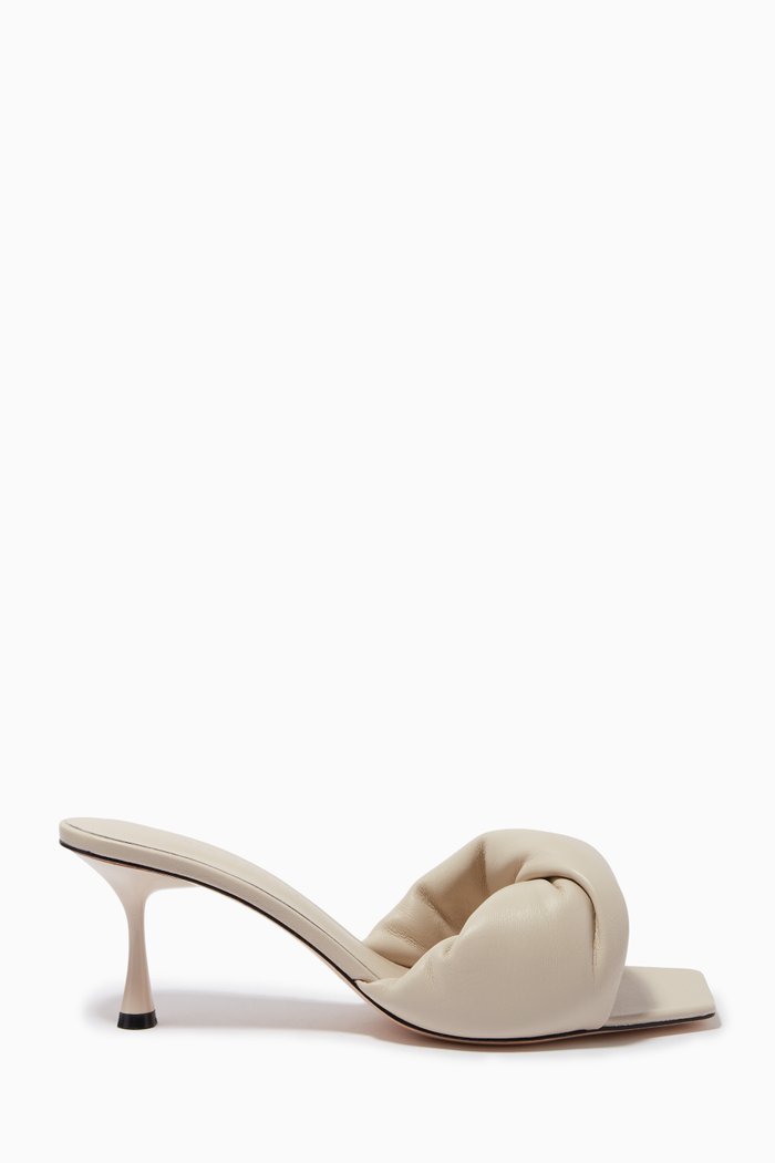 Twist Front 70 Mules in Nappa, Grey
