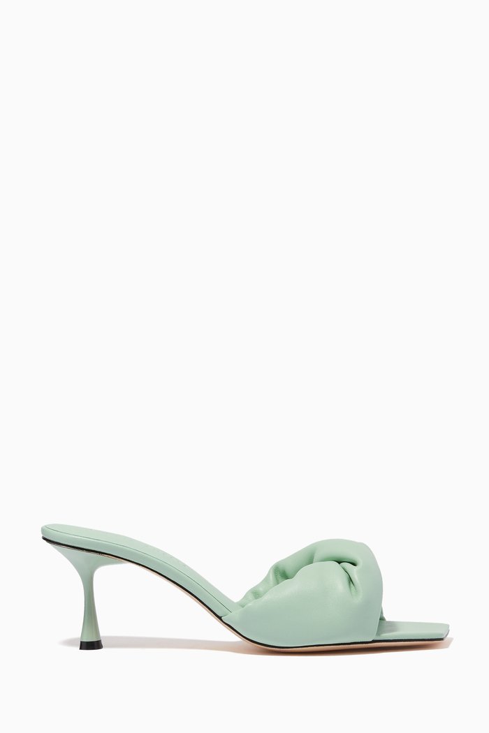 

Twist Front 70 Mules in Nappa, Green