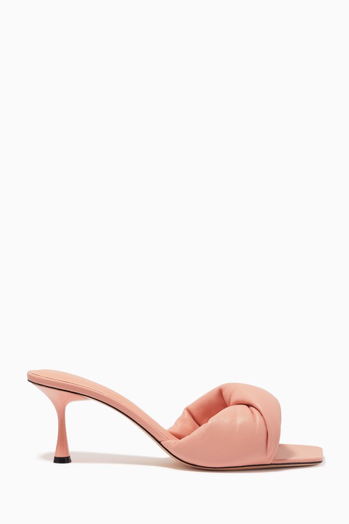 Twist Front 70 Mules in Nappa, Pink