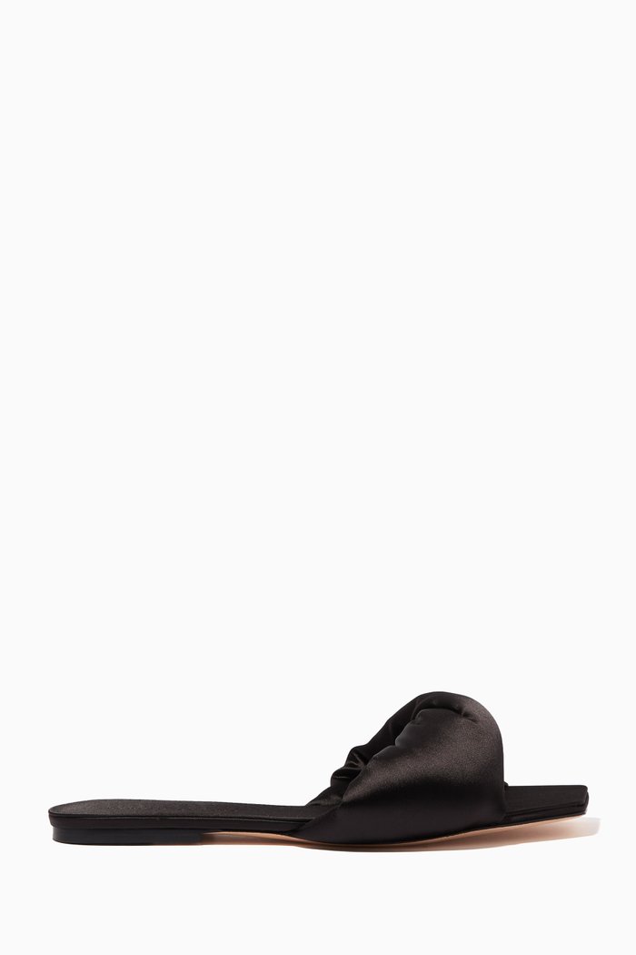 

Twist Front Flat Slides in Satin, Black