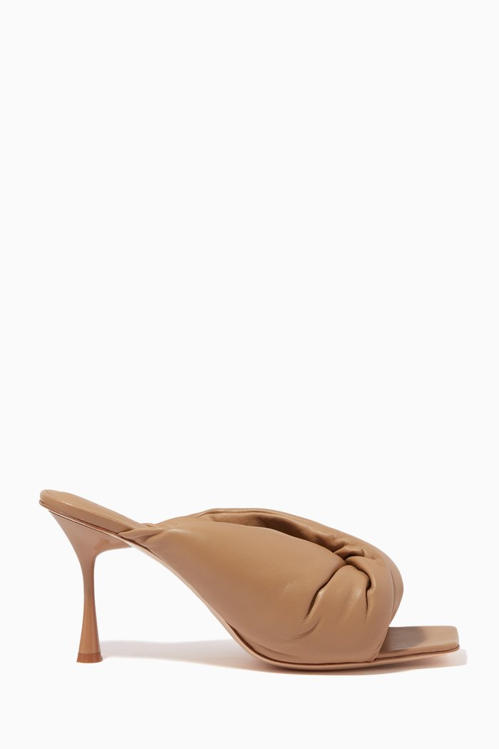 

Croissant Puffy Twist 90 Mules in Nappa, Neutral