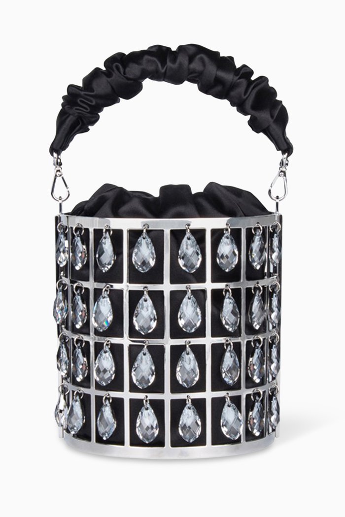 

Chandelier Bag in Metal & Silk, Black
