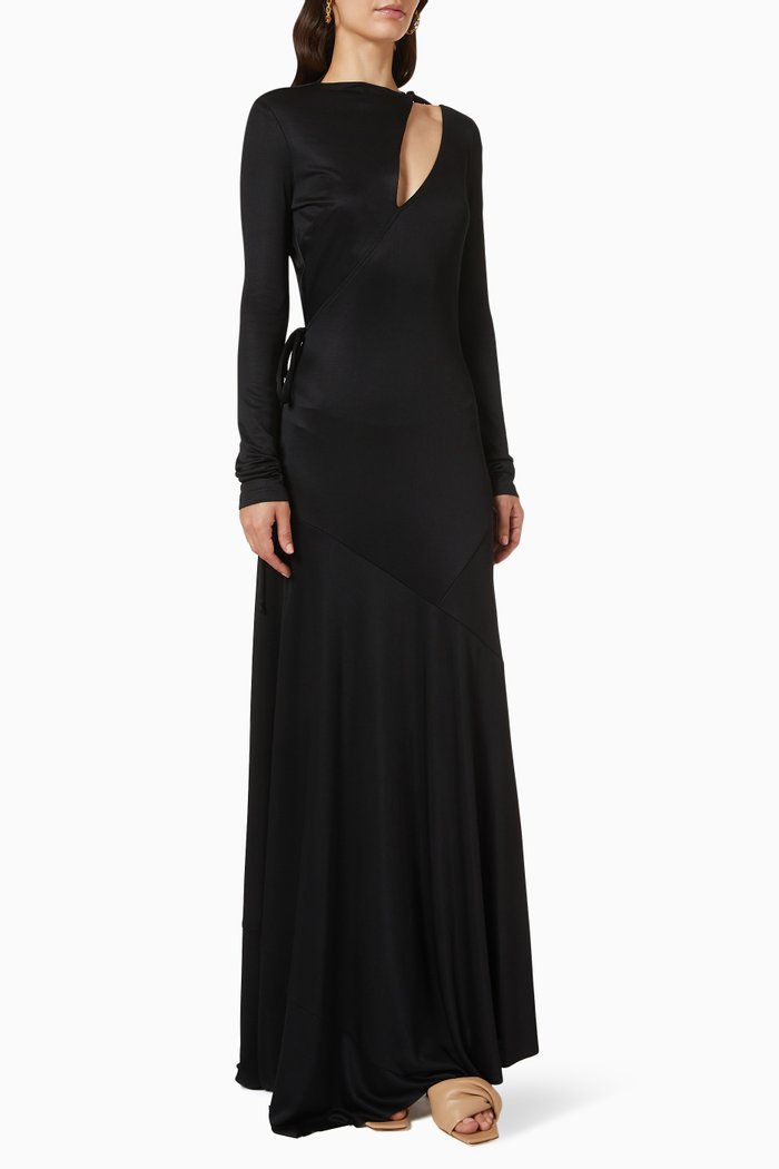 

Vamp Slashed Maxi Dress in ENKA® Viscose, Black