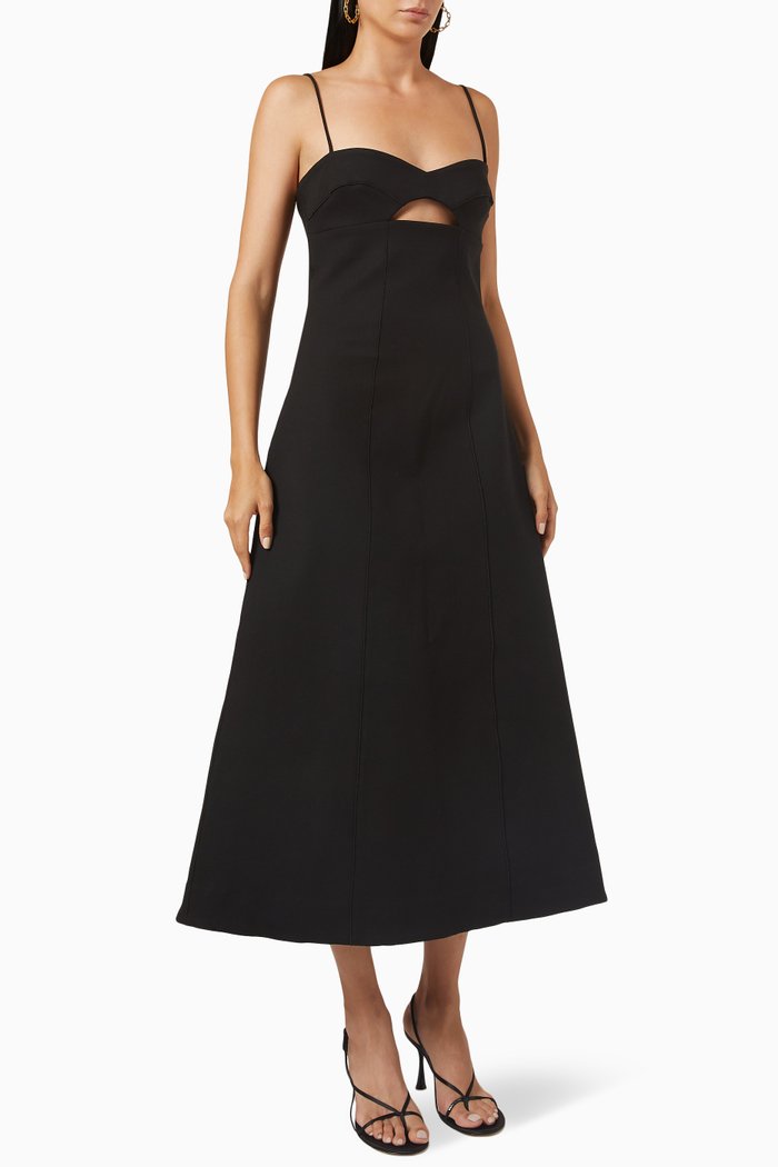

Ether Midi Dress in Stretch Suiting, Black