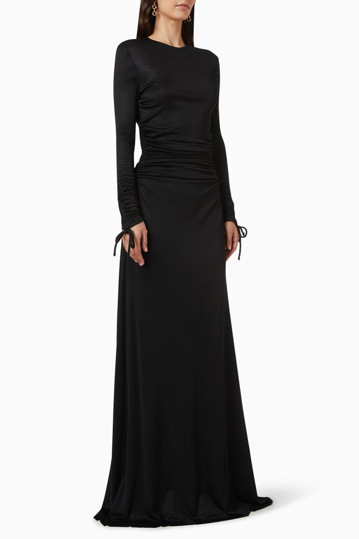

Occult Ruched Maxi Dress in ENKA® Viscose, Black