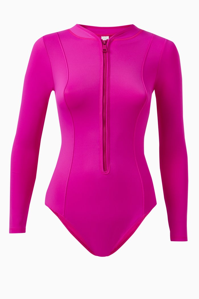 

Compression Zip-up Surf Suit in Stretch-nylon, Pink