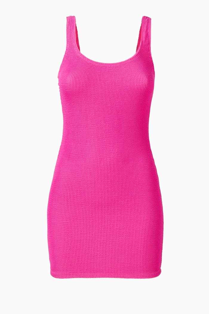 

Always Fits Mini Dress in Stretch Crinkle Fabric, Pink