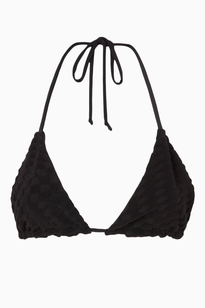 

Tiny Ties Bikini Top in Terry Jacquard, Black