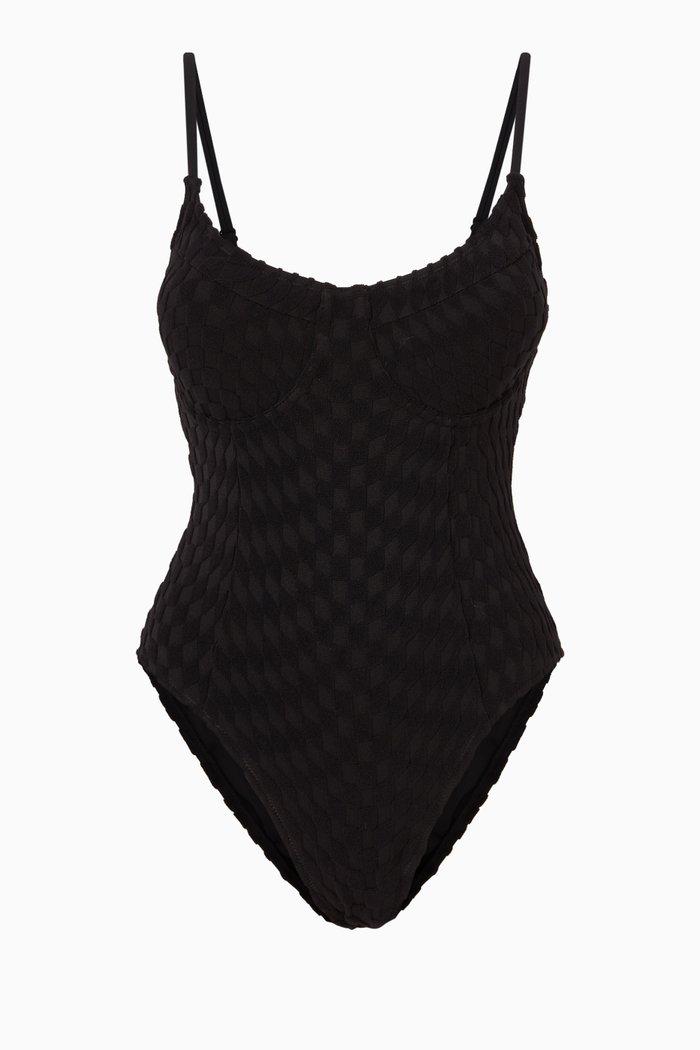 

Showoff One-piece Swimsuit in Terry Jacquard, Black