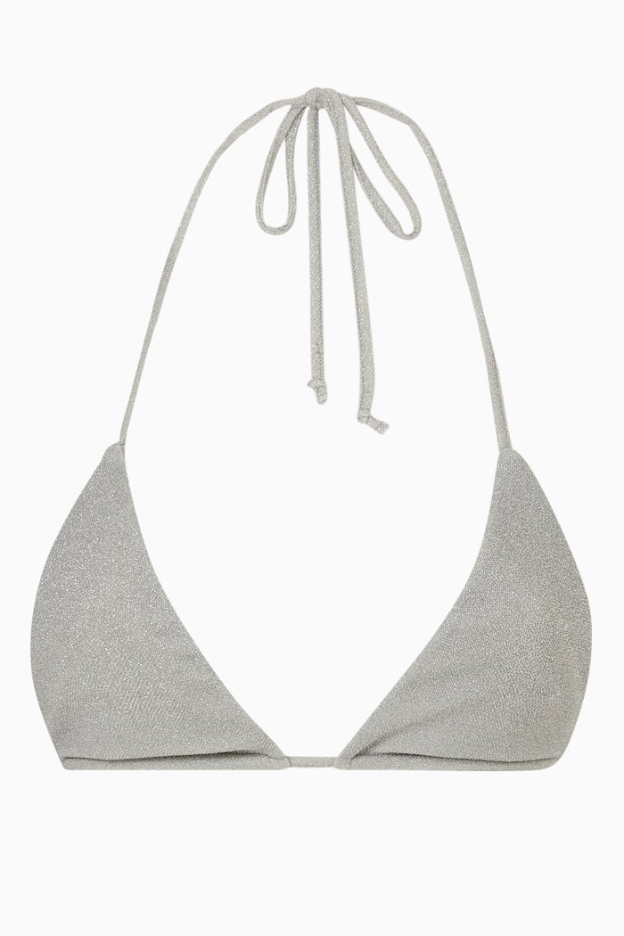 

Sparkle Tiny Ties Bikini Top, Silver