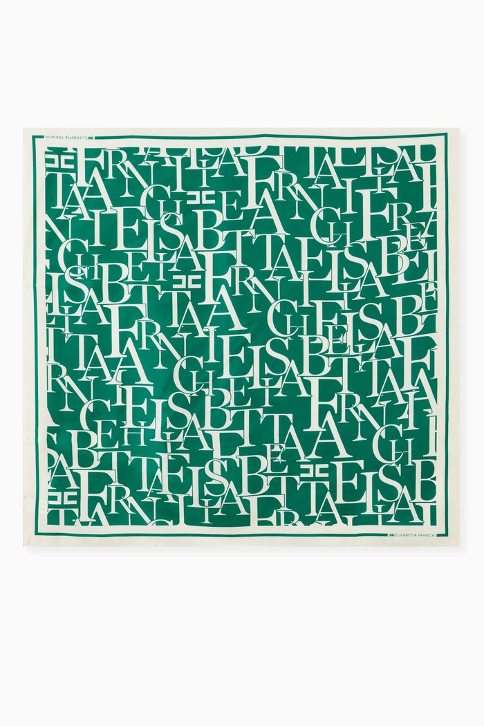 

Lettering Print Scarf in Silk, Green