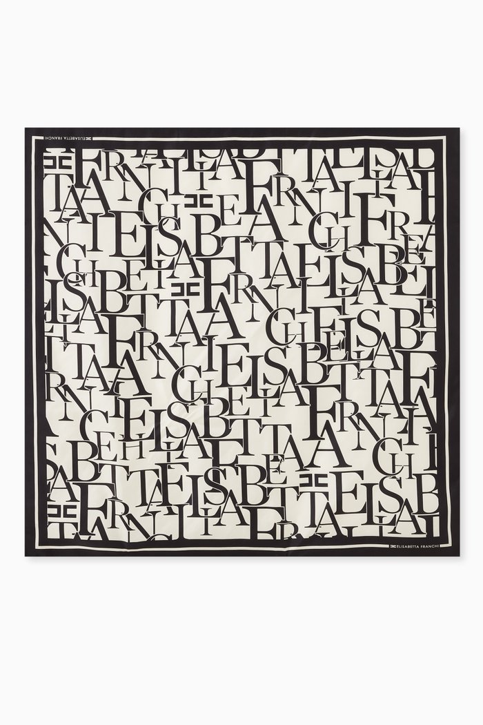 

Lettering Print Scarf in Silk, Neutral
