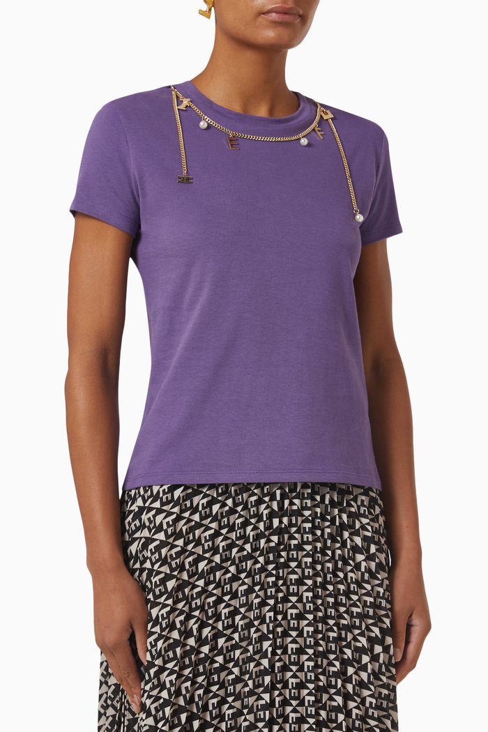 Charm Necklace T-shirt in Cotton Jersey, Purple