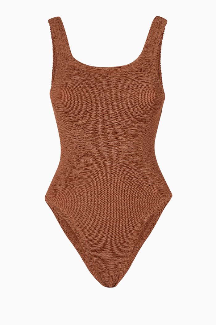 

Square Neck One-Piece Swimsuit, Brown