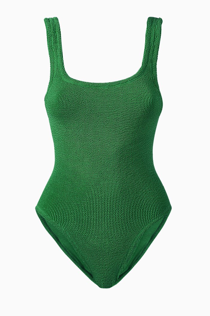 

Square Neck One-Piece Swimsuit, Green