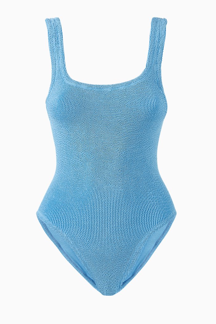 

Square Neck One-Piece Swimsuit, Blue