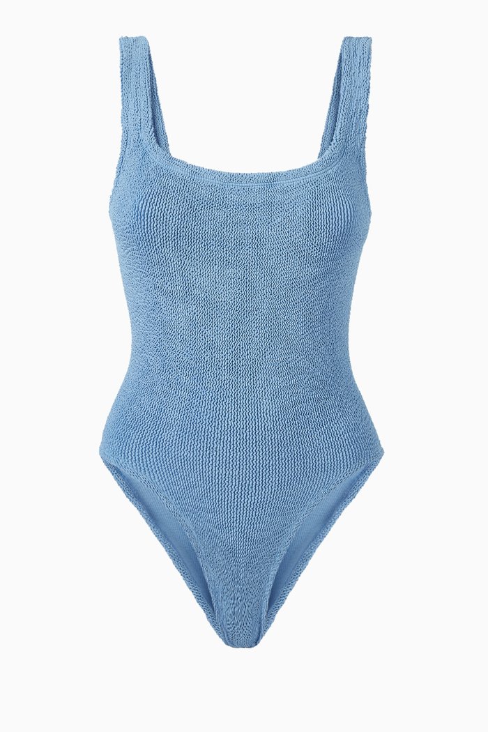 

Square Neck One-Piece Swimsuit, Blue