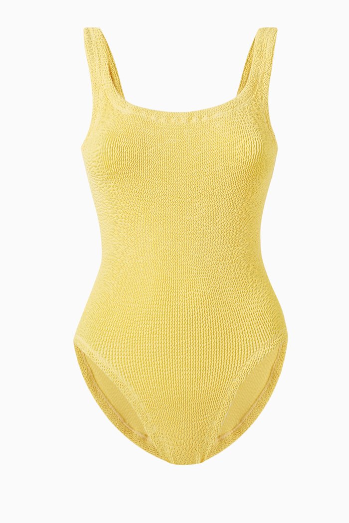 

Square Neck One-Piece Swimsuit, Yellow