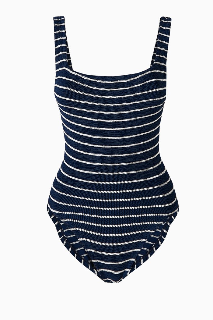 

Square Neck One-Piece Swimsuit, Blue