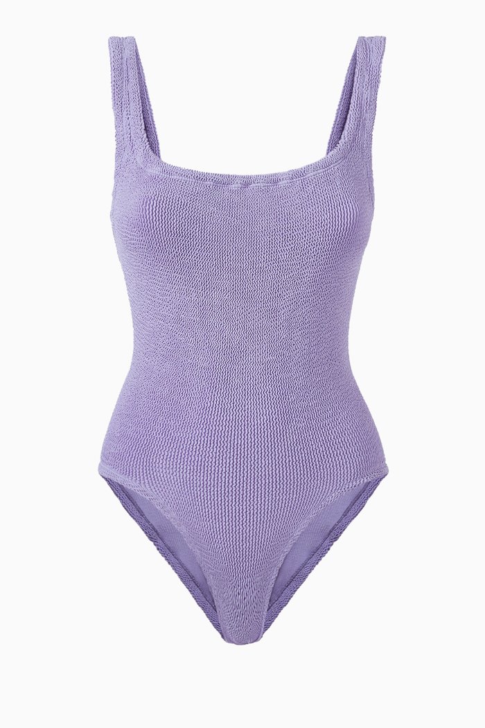 

Square Neck One-Piece Swimsuit, Purple