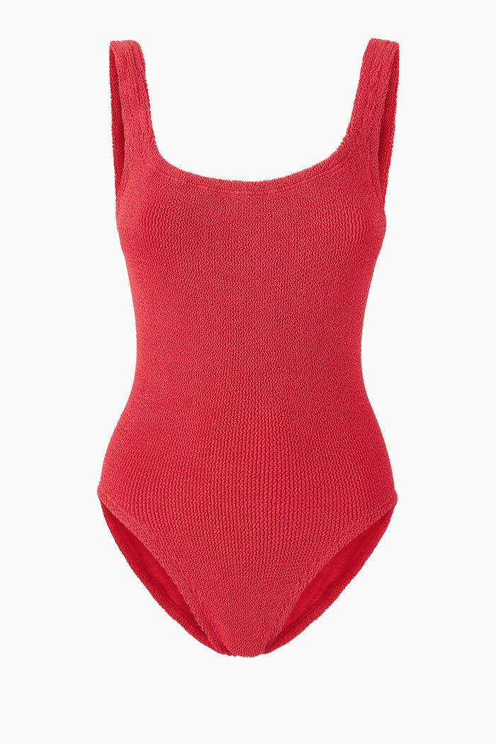 

Square Neck One-Piece Swimsuit, Red