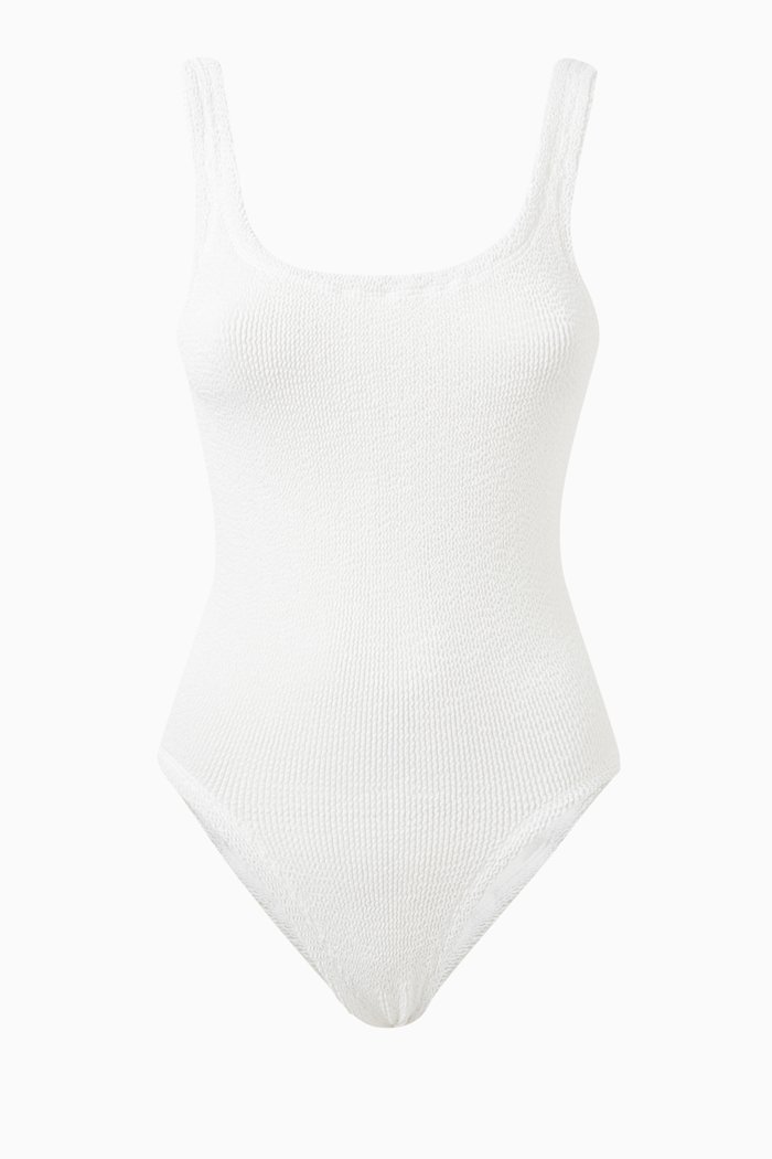 

Square Neck One-Piece Swimsuit, White