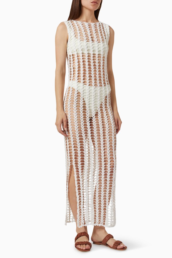 

Lemanja Crochet Maxi Dress in Cotton, White