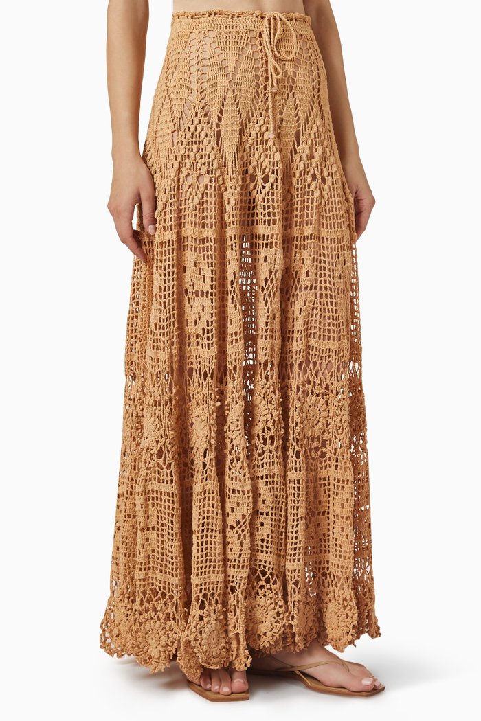 

Jeri Crochet Maxi Skirt in Cotton, Neutral