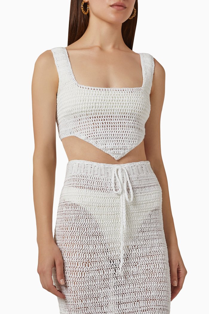 

Serenidade Crochet Crop Top in Cotton, White