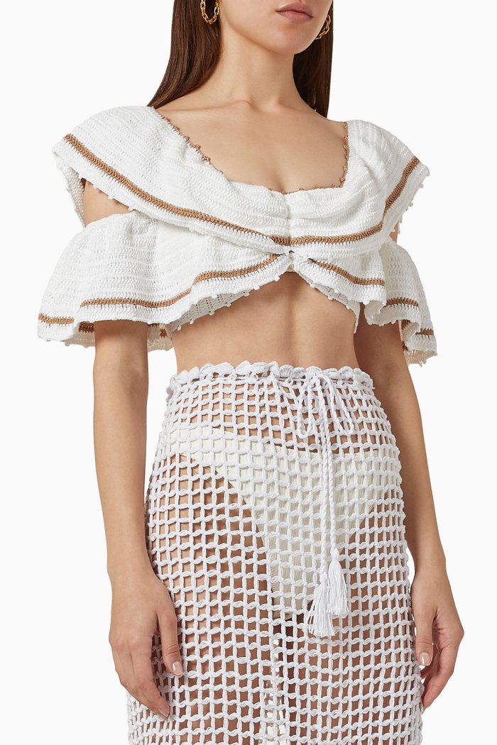 Layers Crochet Crop Top in Cotton, White