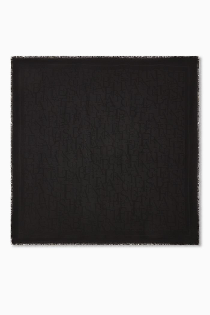 

Jacquard Letter Scarf in Pashmina, Black