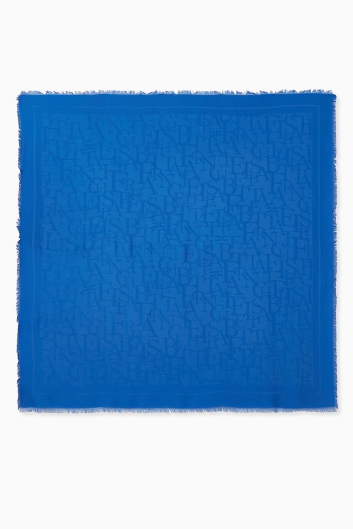 

Jacquard Letter Scarf in Pashmina, Blue