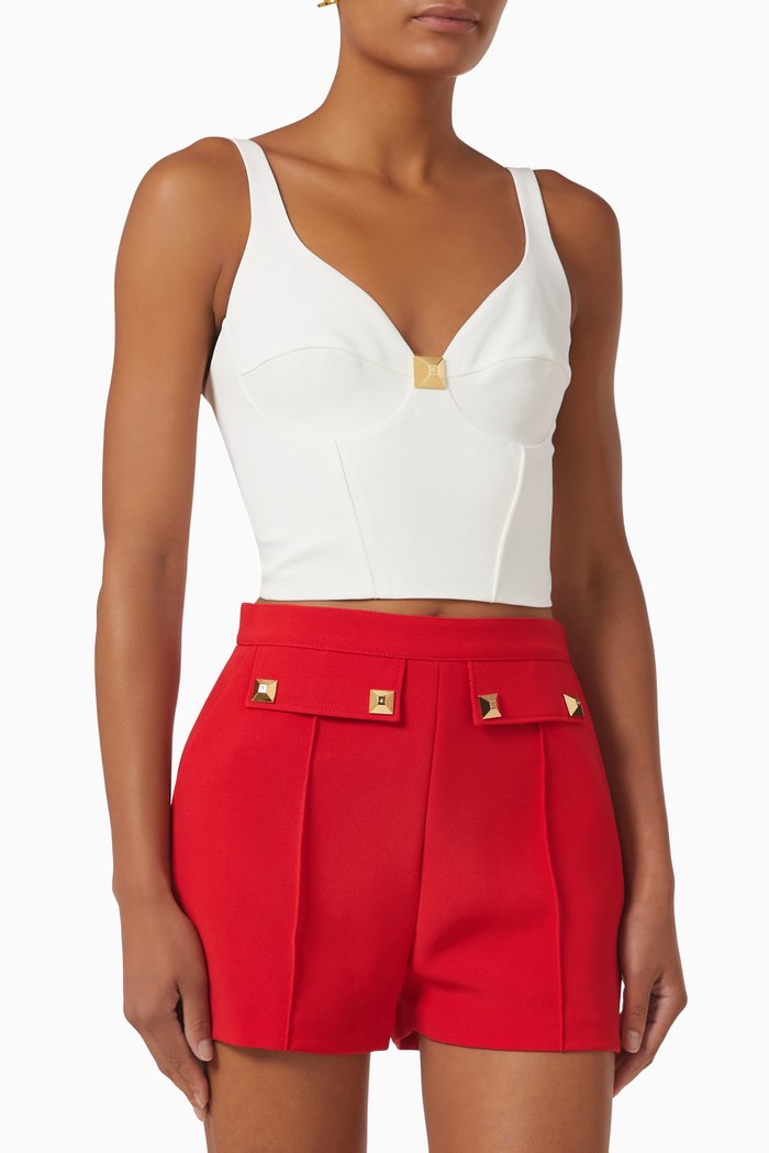 

Bustier Crop Top in Viscose Crêpe, White