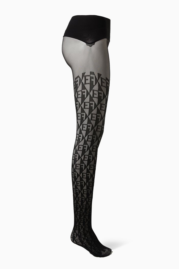 

All-over Monogram Tights, Black