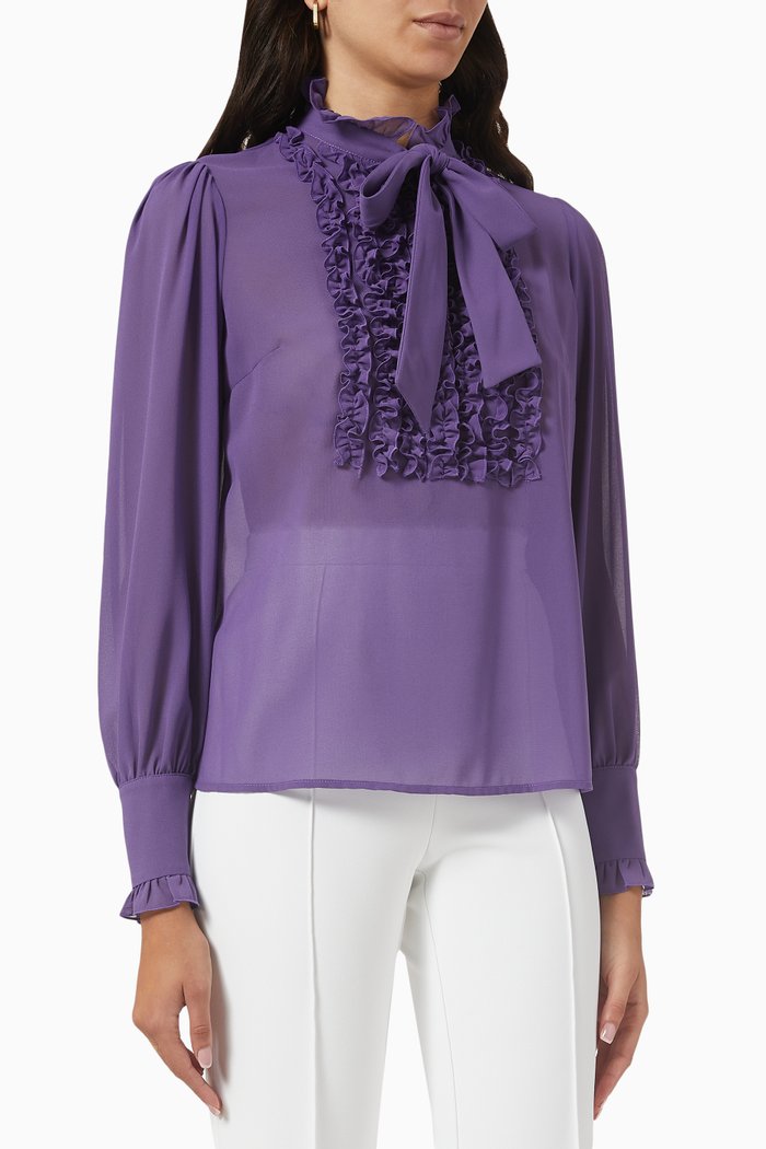 

Ruffle Blouse in Georgette, Purple