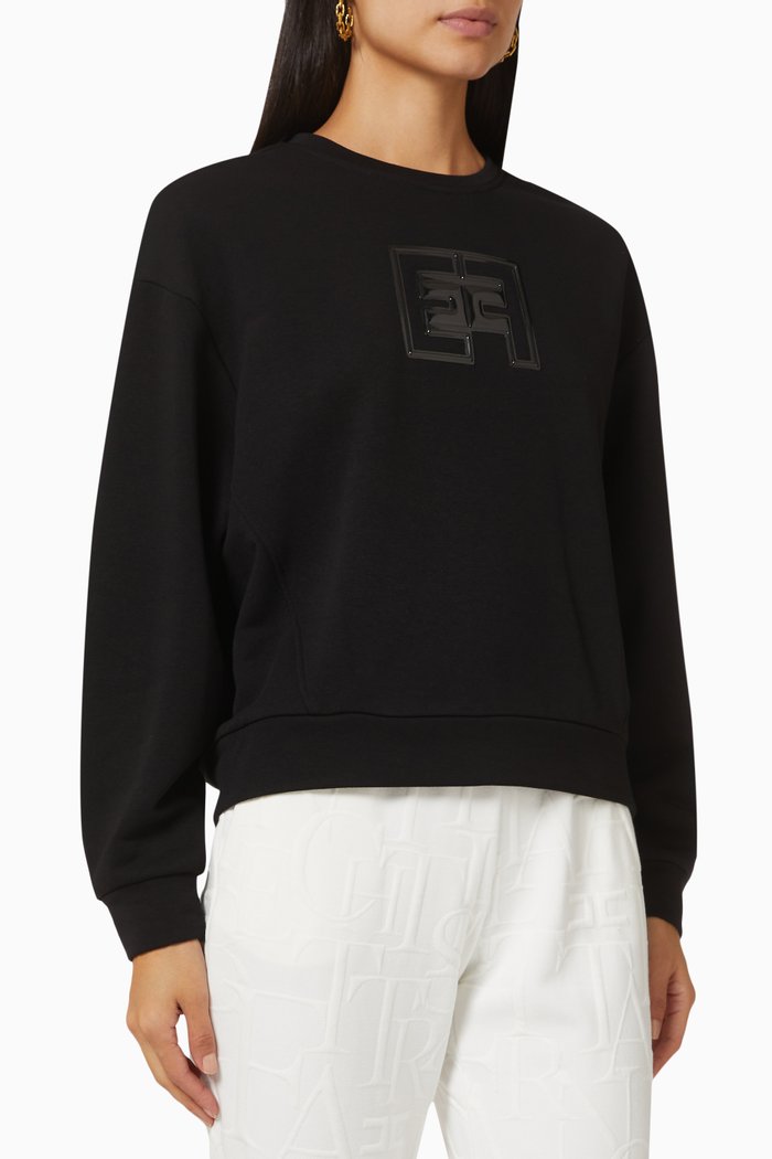 

Vinyl Logo Crewneck Sweatshirt in Cotton, Black