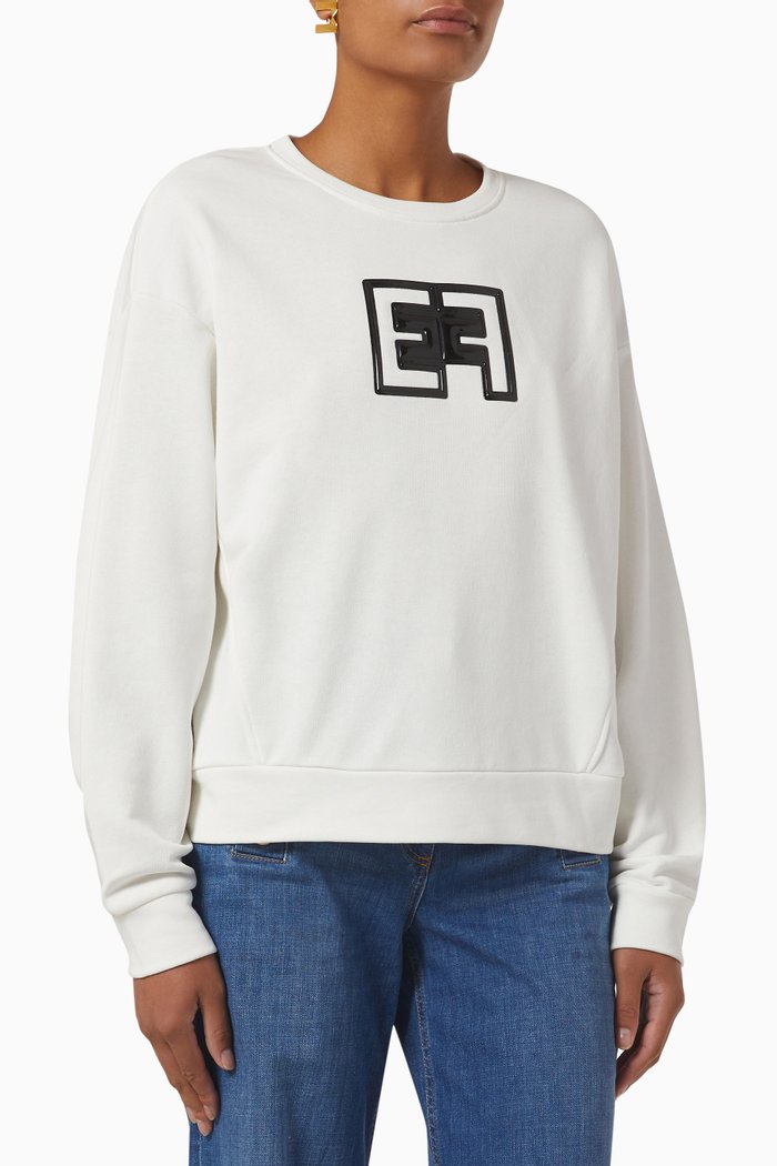 

Vinyl Logo Crewneck Sweatshirt in Cotton, White